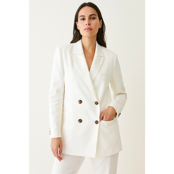 Jenni Kayne Jackets & Blazers - Jenni Kayne Womens Linen Keaton Blazer Jacket 10 White Quiet Luxury Old Money